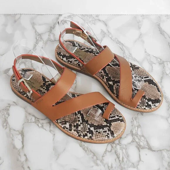 Crown Vintage Aaliyah Leather Sandal Brown Size 6.5 M - Picture 1 of 7